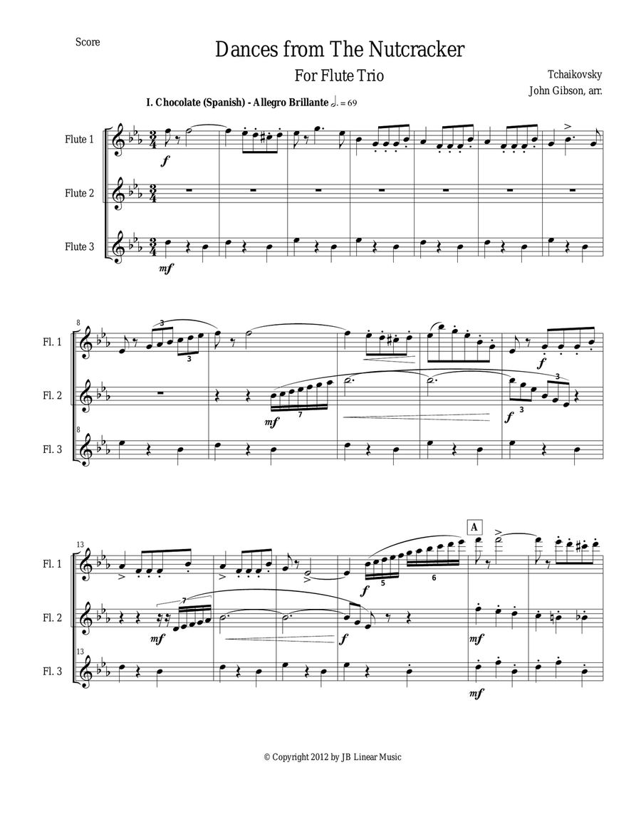 Flute Trio: Four Dances from The Nutcracker Flute Solo scores gallery preview page 1
