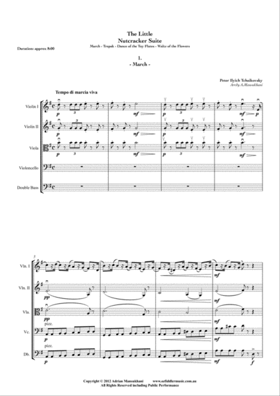The Little Nutcracker Suite, by Tchaikovsky String Orchestra scores gallery preview page 1
