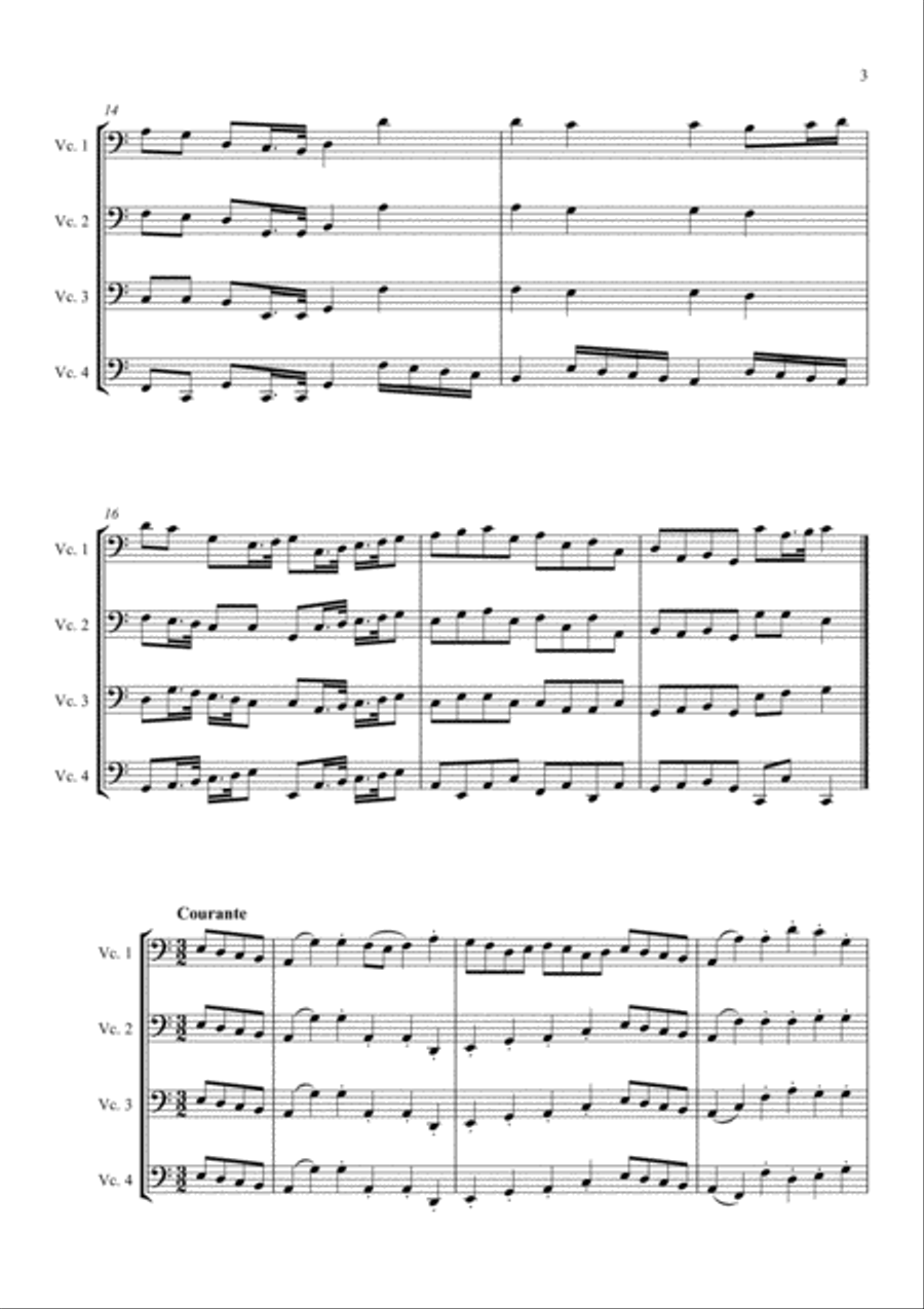 Suite für 4 Celli in reinem C-Dur - Score & Parts String Quartet scores gallery preview page 3
