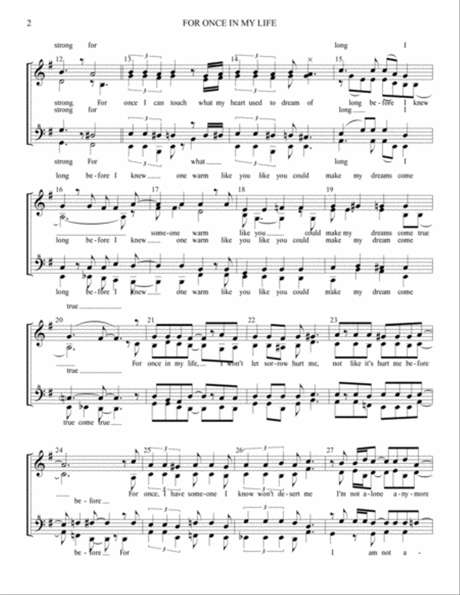 For Once In My Life SSAA scores gallery preview page 2