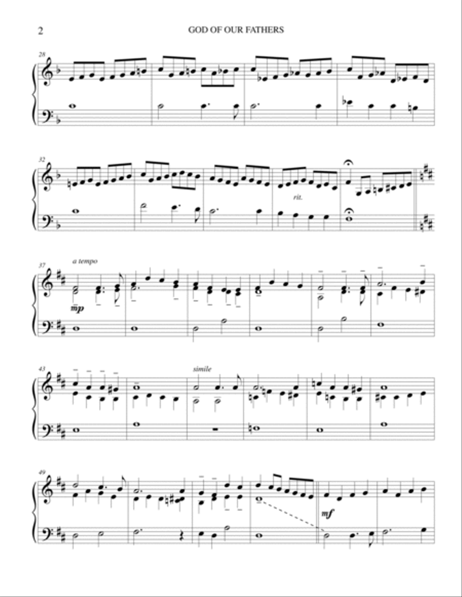 25B. God of Our Fathers, Whose Almighty Hand (NATIONAL HYMN) Carillon scores gallery preview page 2