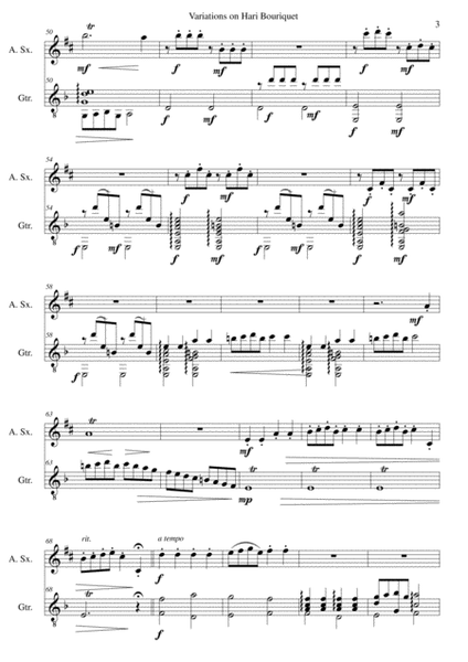 Variations on Hari Bouriquet for alto saxophone and guitar image number null