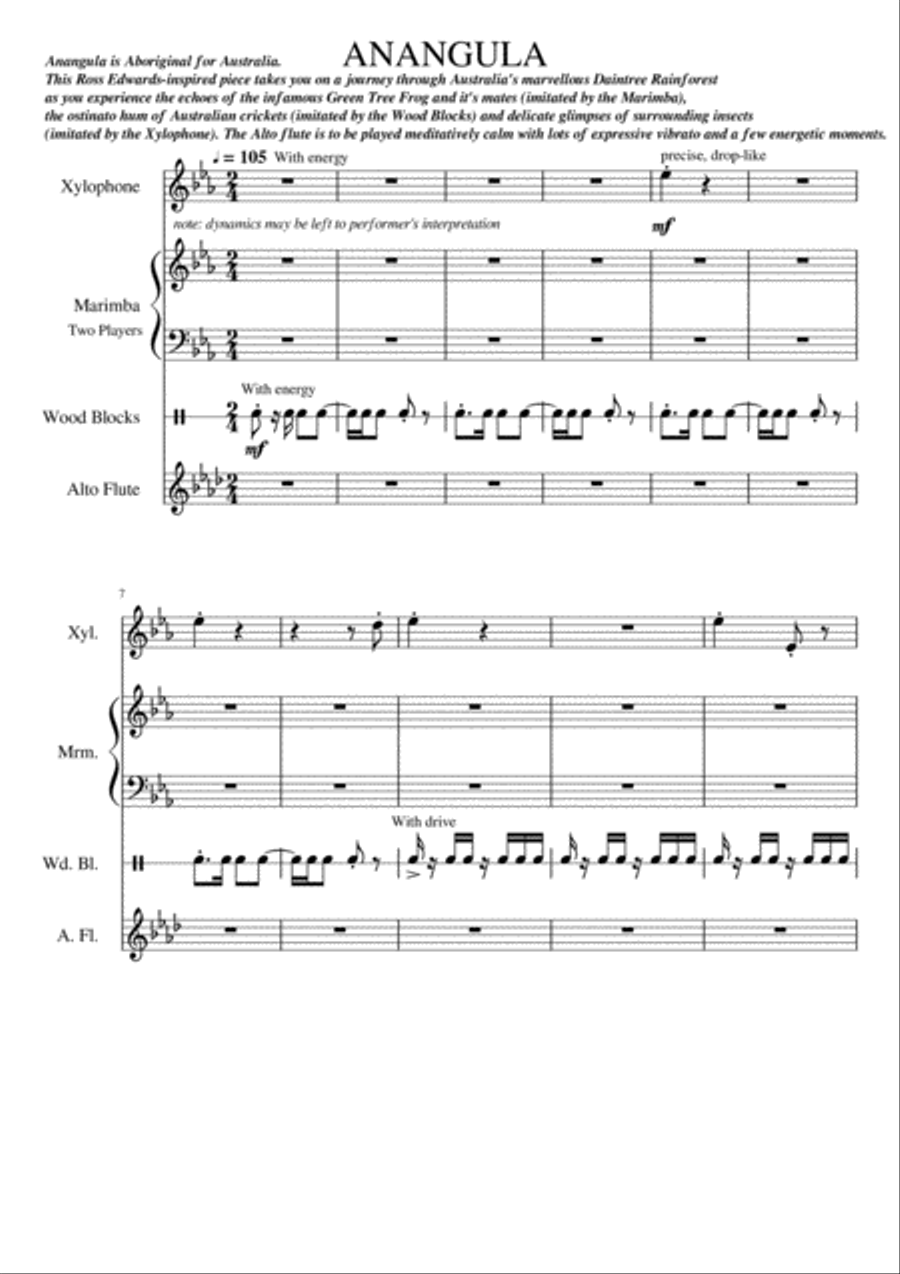 ANANGULA - an Australian Piece Percussion Ensemble scores gallery preview page 1