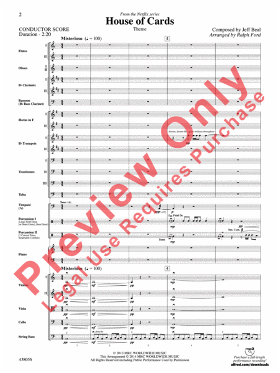 House of Cards (Theme) Full Orchestra scores gallery preview page 3