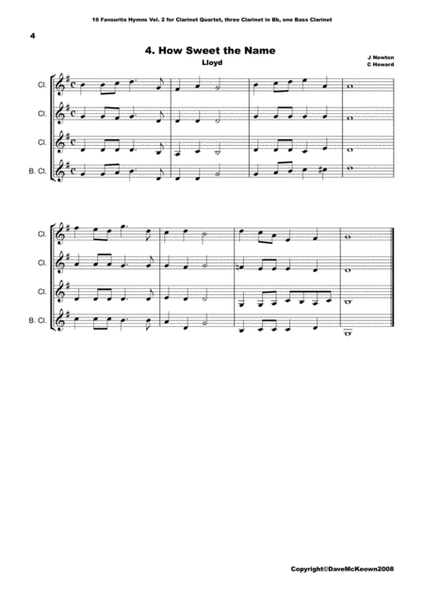 16 Favourite ﻿Hymns for Clarinet Quartet (Vol 2.) image number null