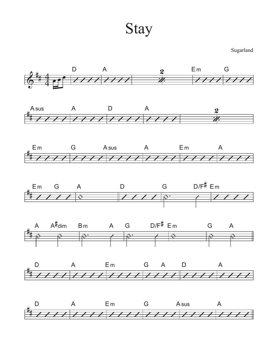 Stay Piano, Vocal scores gallery preview page 1