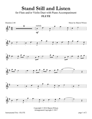 Stand Still and Listen (Flute and/or Violin Duet with Piano accompaniment)