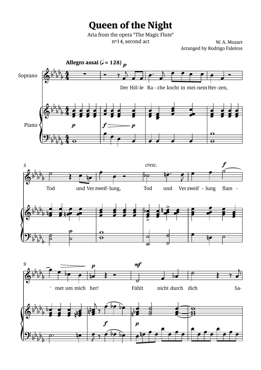 Queen of the Night (aria) - for SOPRANO in Bb minor Chamber Music scores gallery preview page 1
