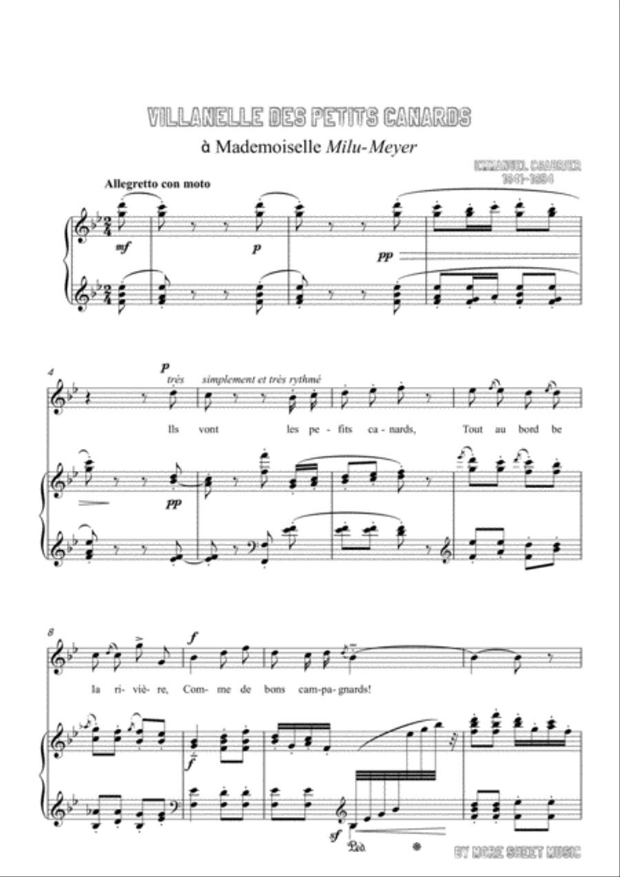 Chabrier-Villanelle des petits canards in B flat Major,for voice and piano Voice Solo scores gallery preview page 3