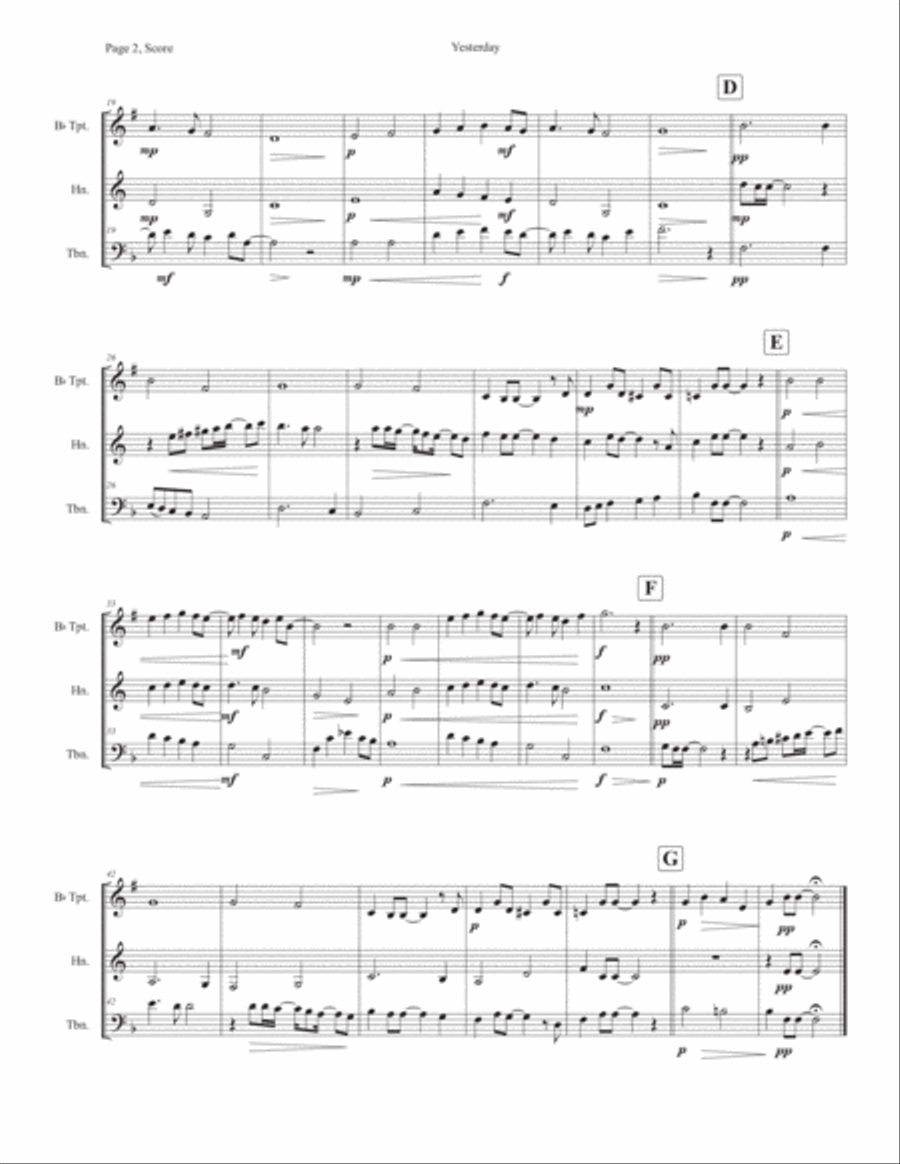 Yesterday Yesterday Horn scores gallery preview page 2