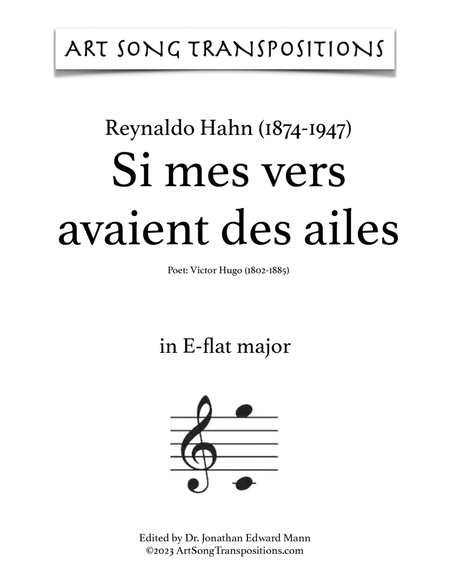 HAHN: Si mes vers avaient des ailes (transposed to E-flat major)