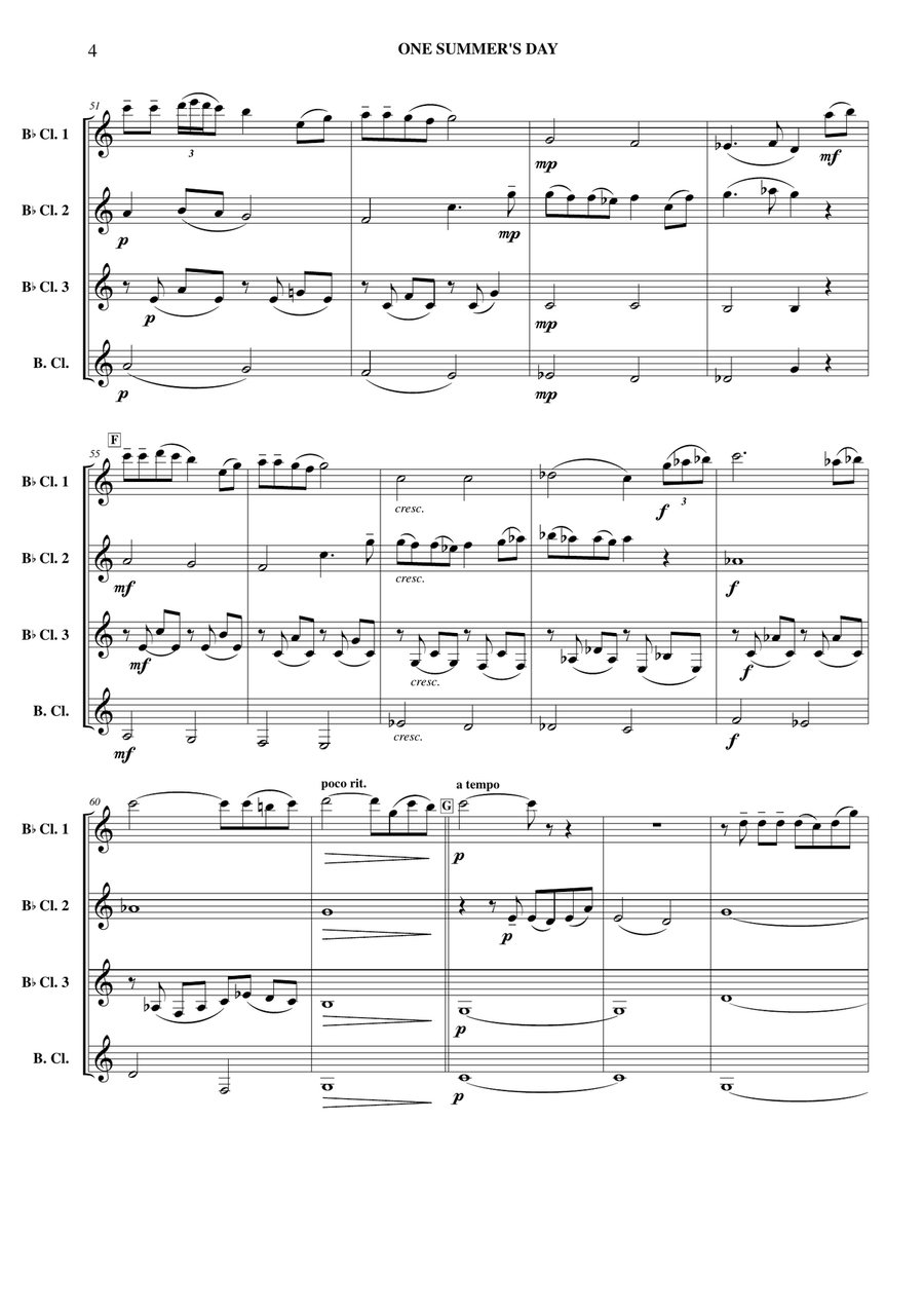 One Summer's Day One Summer's Day Clarinet Quartet scores gallery preview page 5