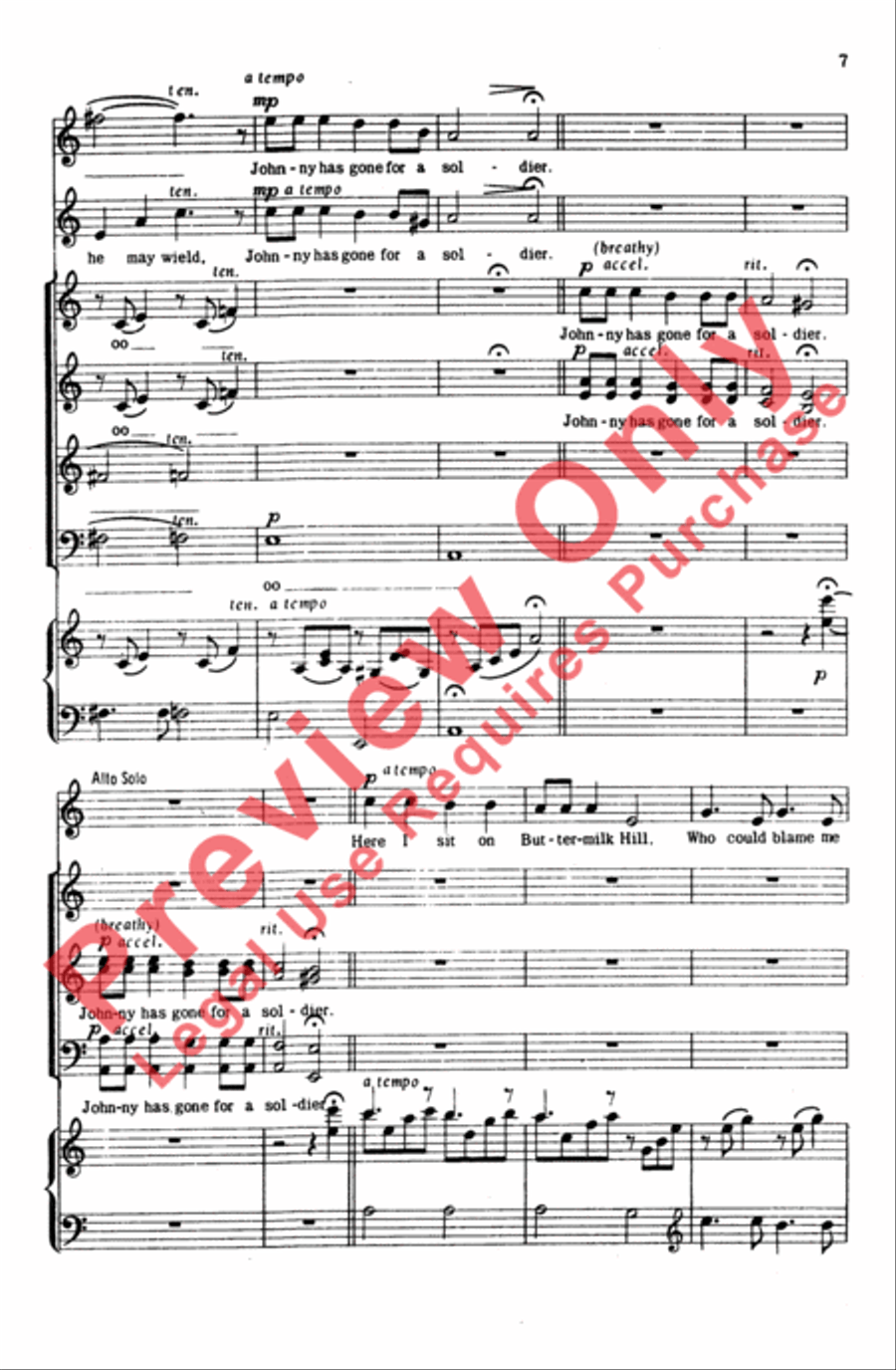 Johnny Has Gone for a Soldier 4-Part scores gallery preview page 7