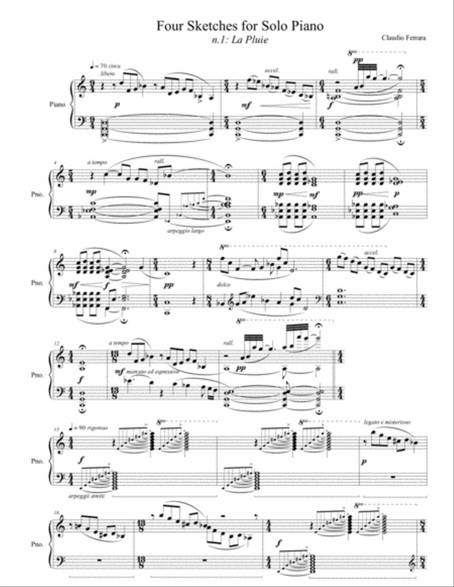 Four sketches for solo piano Piano Solo scores gallery preview page 1