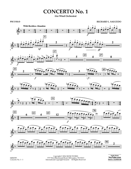 Concerto No. 1 (for Wind Orchestra) - Piccolo