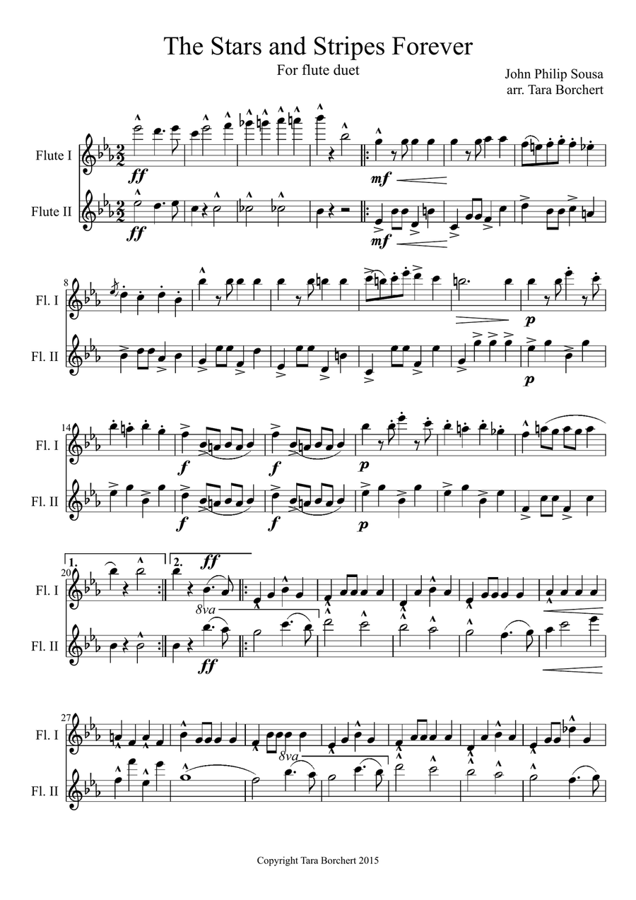 The Stars and Stripes Forever The Stars and Stripes Forever Flute Duet scores gallery preview page 1