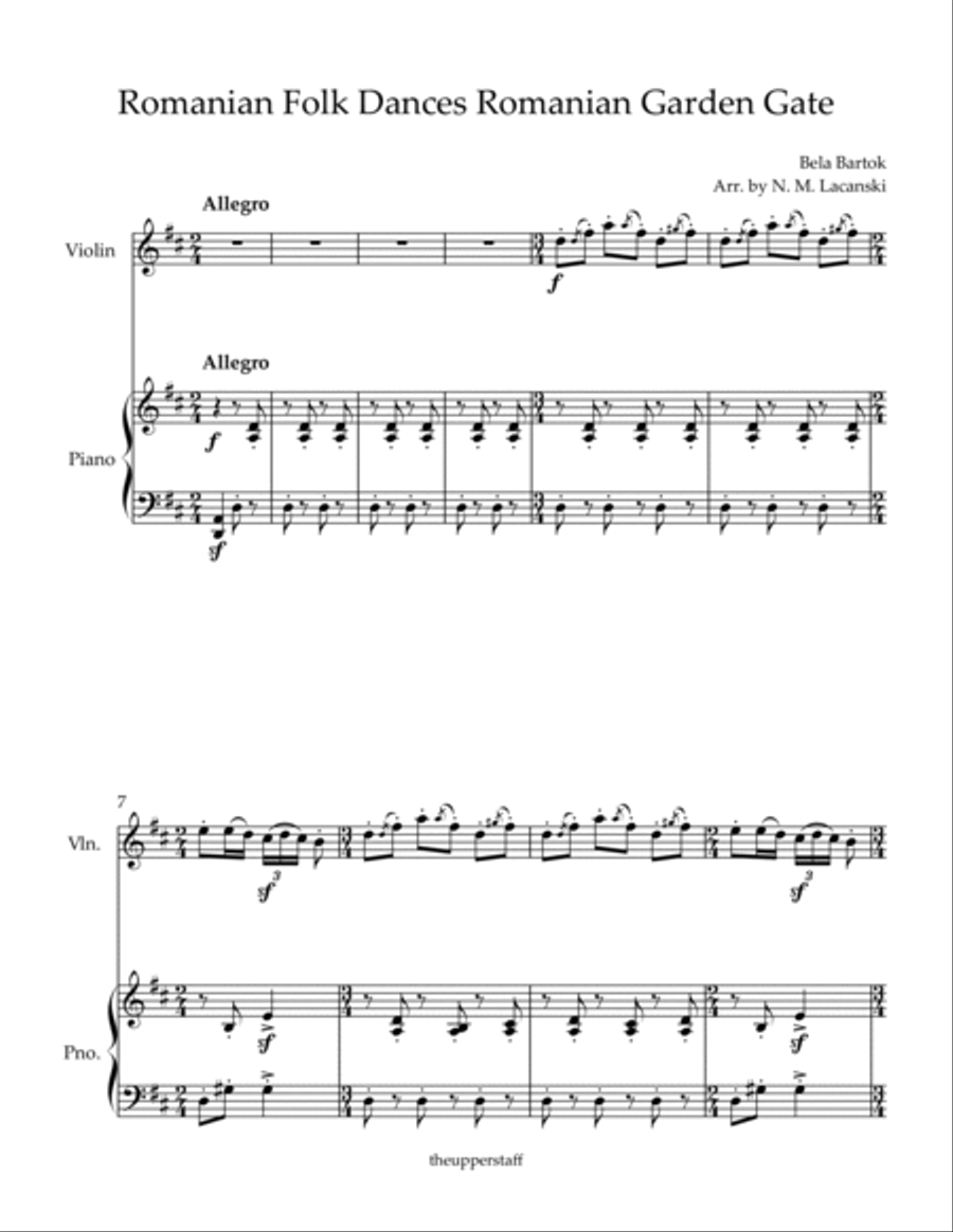 Romanian Folk Dances Romanian Garden Gate Violin Solo scores gallery preview page 2