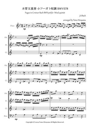 "Fugue in G minor" for Woodwind Quintet