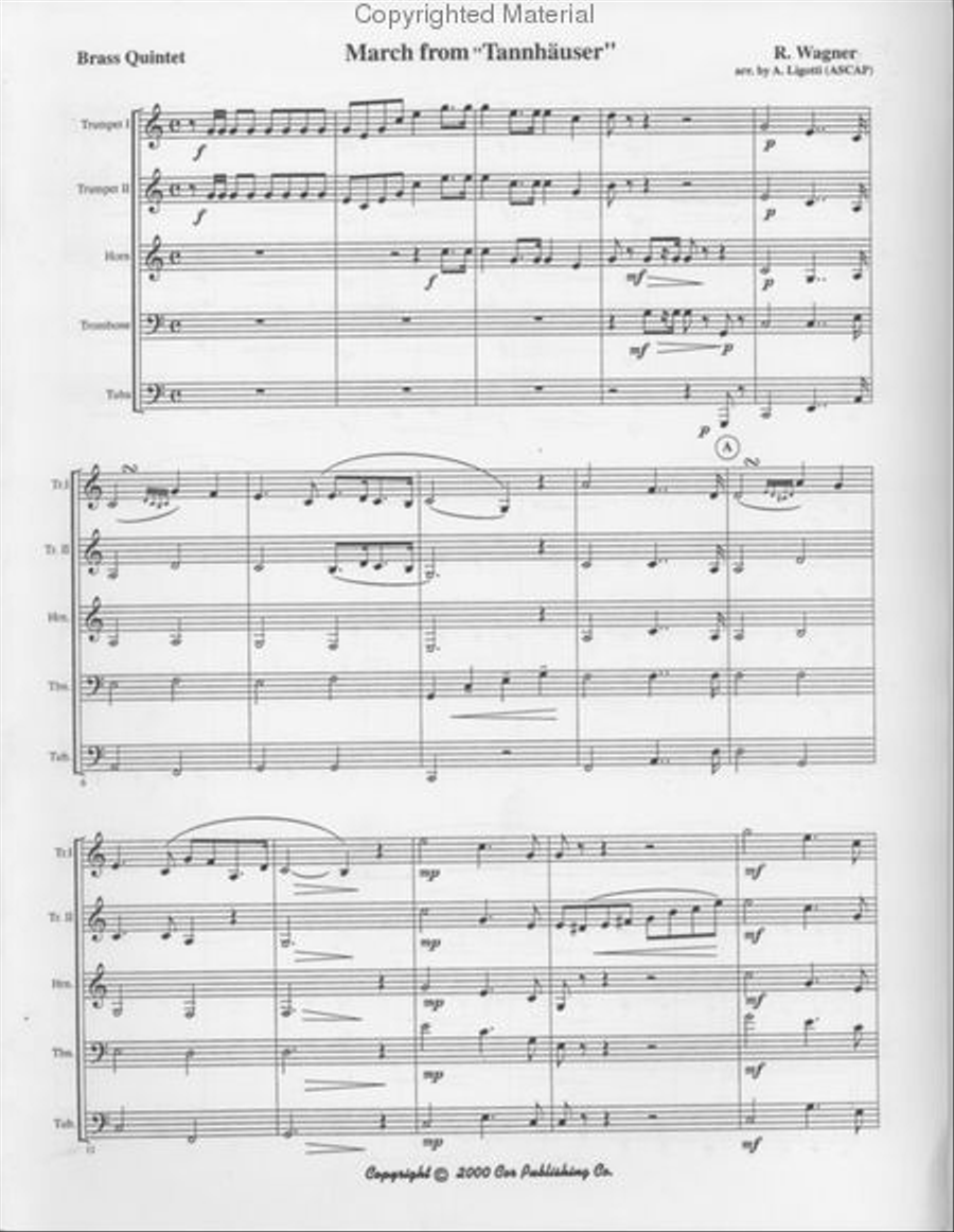 Tannhauser March (Albert Ligotti) Brass Quintet scores gallery preview page 2