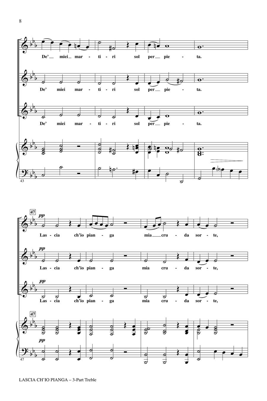 Lascia Ch'io Pianga 3-Part scores gallery preview page 6