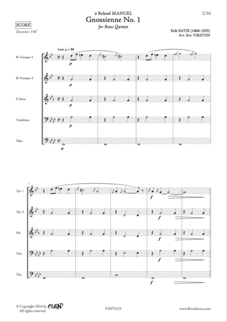 Gnossienne No. 1 Horn scores gallery preview page 2