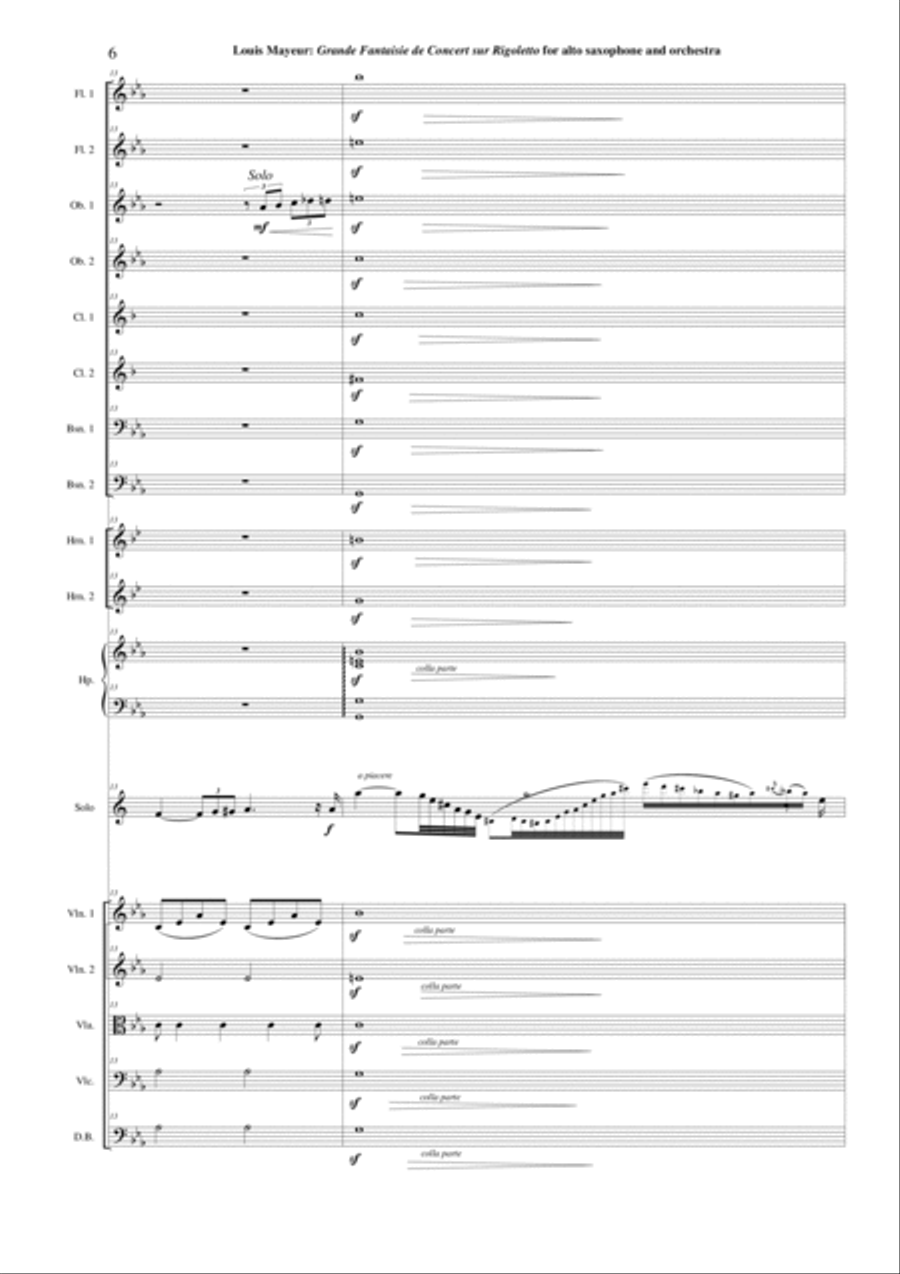 Louis Mayeur: Grande Fantaisie de Concert sur Rigoletto (de Verdi) for alto saxophone and orchestra