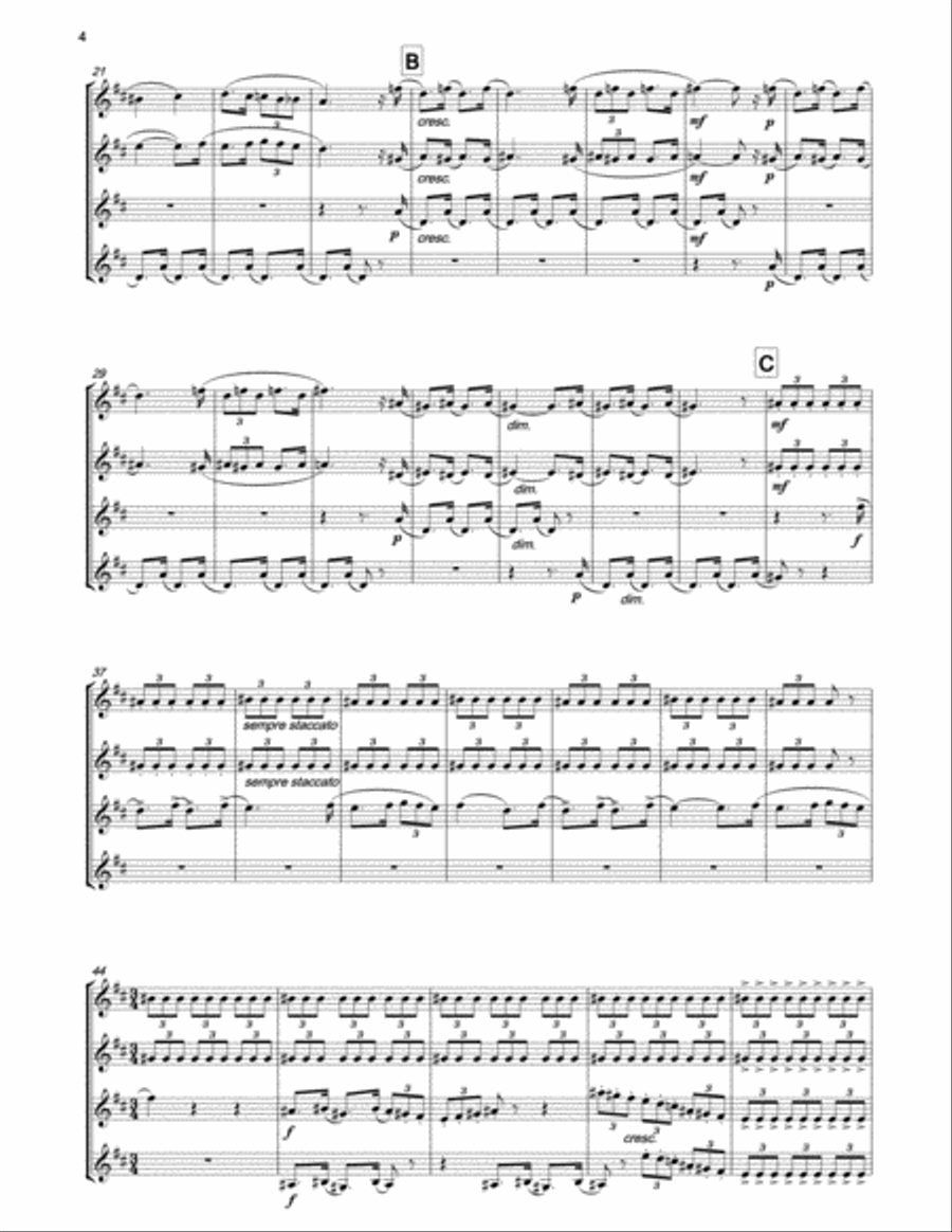 GROVLEZ Three Scenes from the Almanac for horn quartet French Horn Quartet scores gallery preview page 4