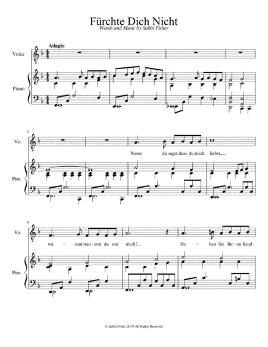 Fürchte Dich Nicht (for medium-high voice) Small Ensemble scores gallery preview page 1