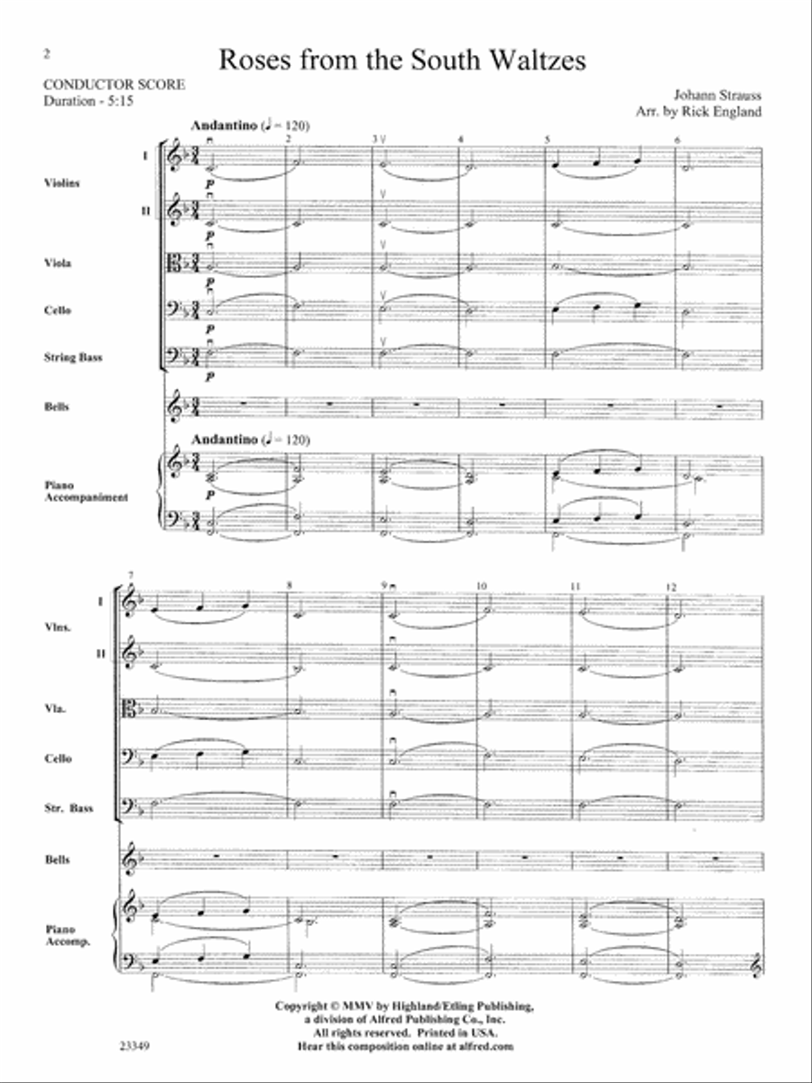 Roses from the South Waltzes: Score String Orchestra scores gallery preview page 2