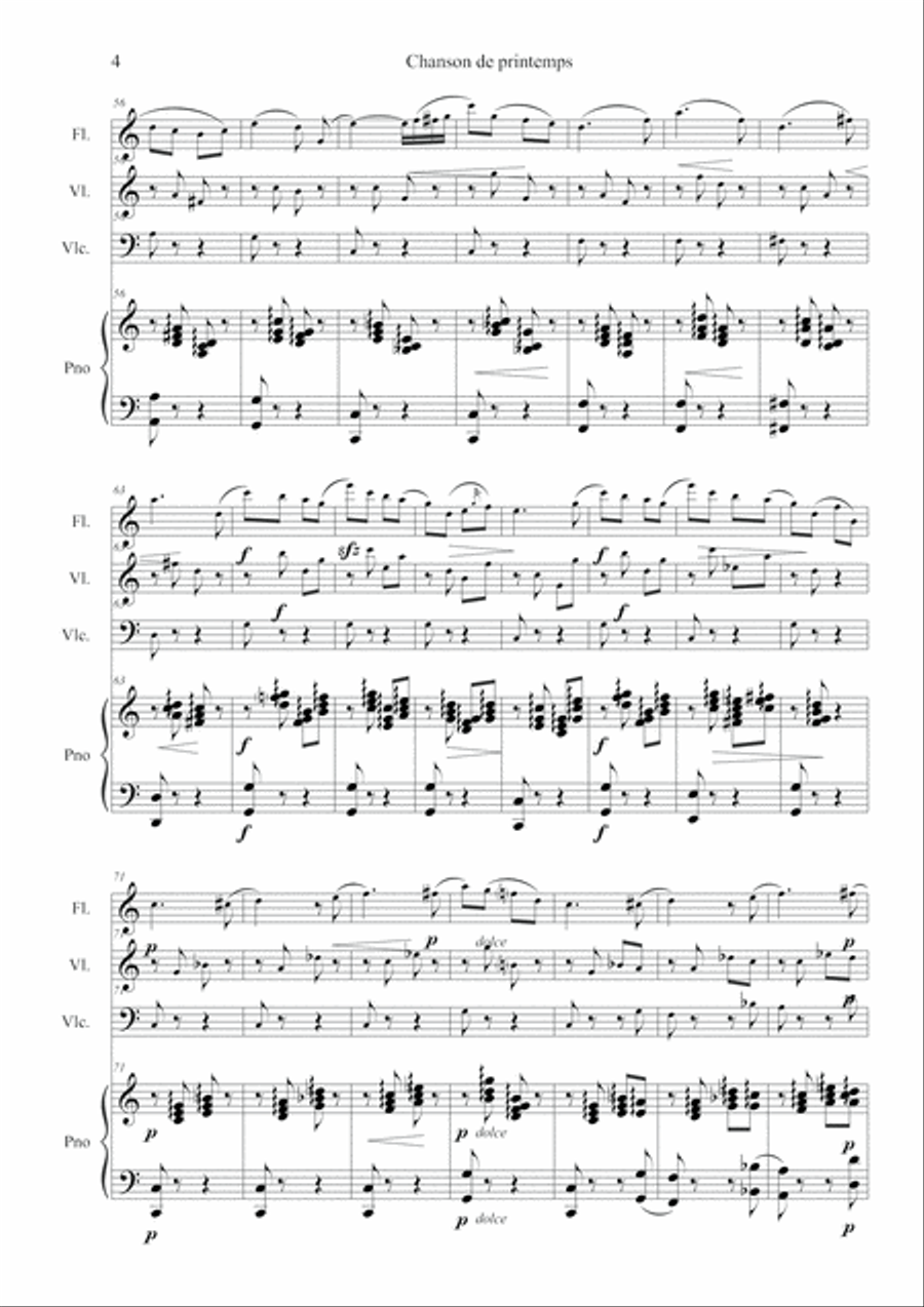 Chanson de printemps (Spring-Song) Small Ensemble scores gallery preview page 4