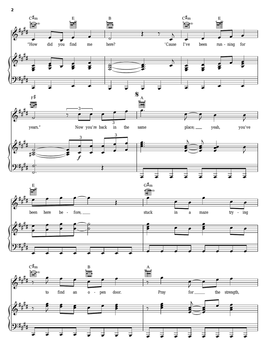 Leap Of Faith Piano, Vocal, Guitar scores gallery preview page 2