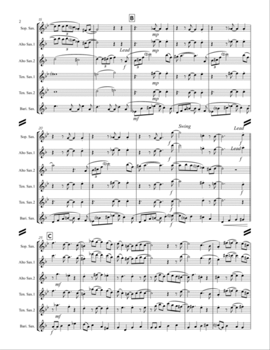A Night In Tunisia Saxophone Quintet scores gallery preview page 3