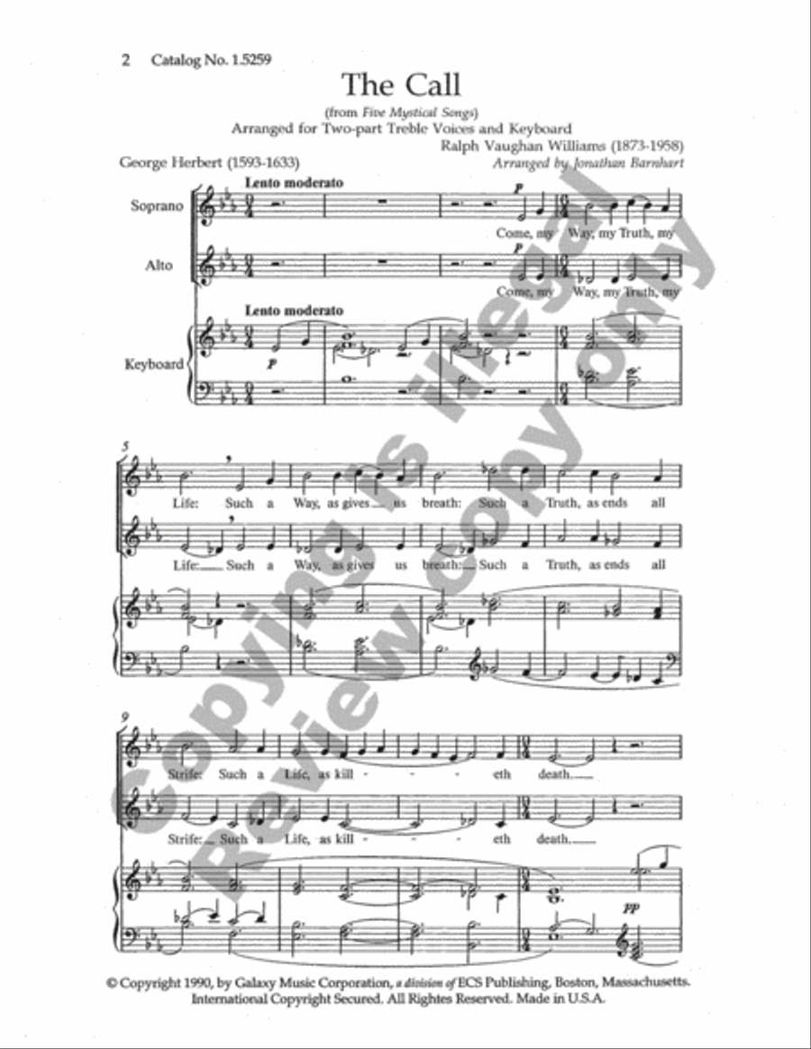 Five Mystical Songs: The Call 2-Part scores gallery preview page 5