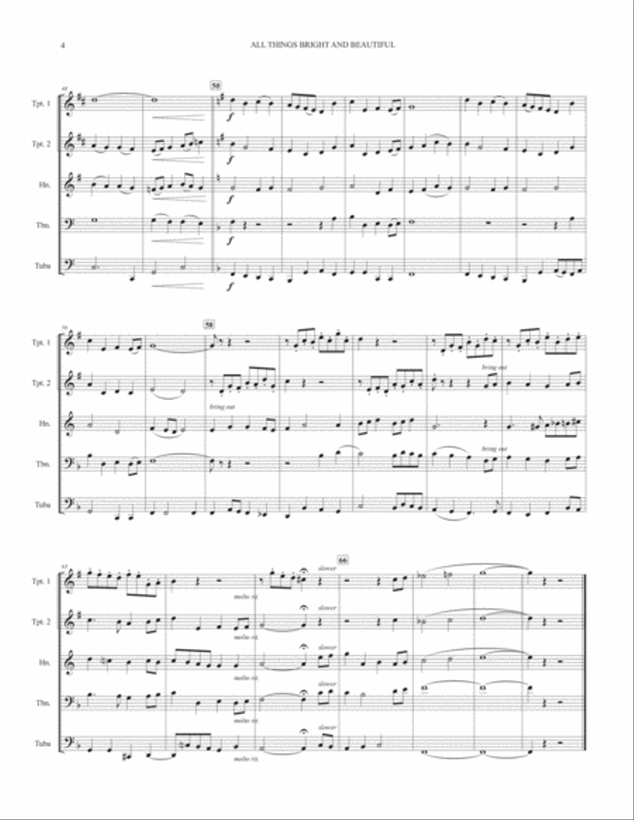 All Things Bright and Beautiful (for brass quintet) image number null