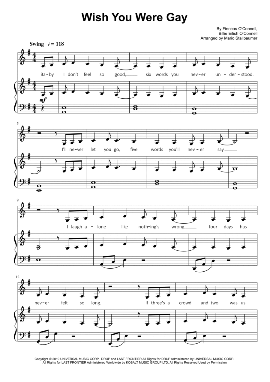 Wish You Were Gay Voice scores gallery preview page 1
