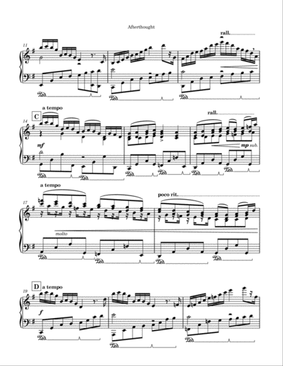Afterthought Piano Solo scores gallery preview page 3