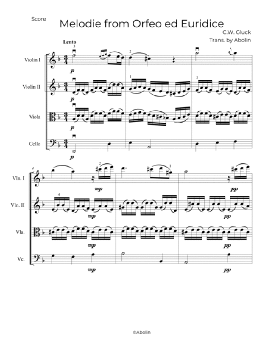 Gluck: Melodie from 