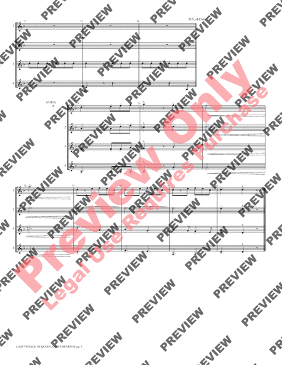 Last Voyage of Queen Anne's Revenge Clarinet Quartet scores gallery preview page 6