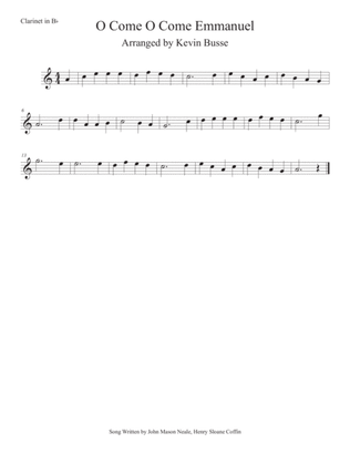 Book cover for O Come O Come Emmanuel (Easy key of C) Clarinet