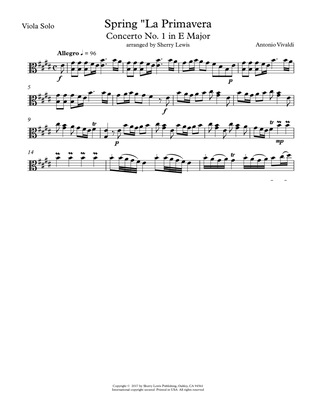 Spring "La Primavera" Concerto No. 1, 1st Mov. for Viola Solo