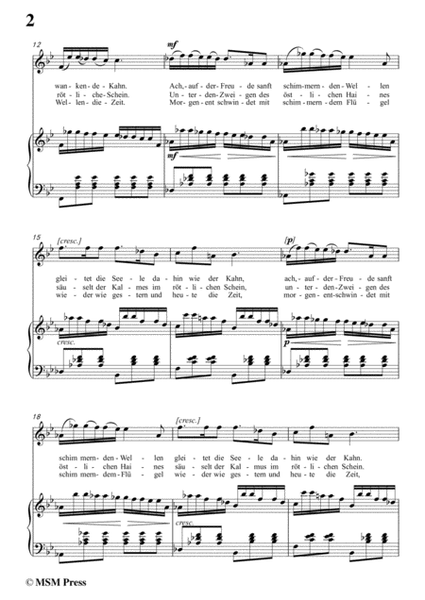 Schubert-Auf dem Wasser zu singen in B flat Major, for Voice and Piano image number null