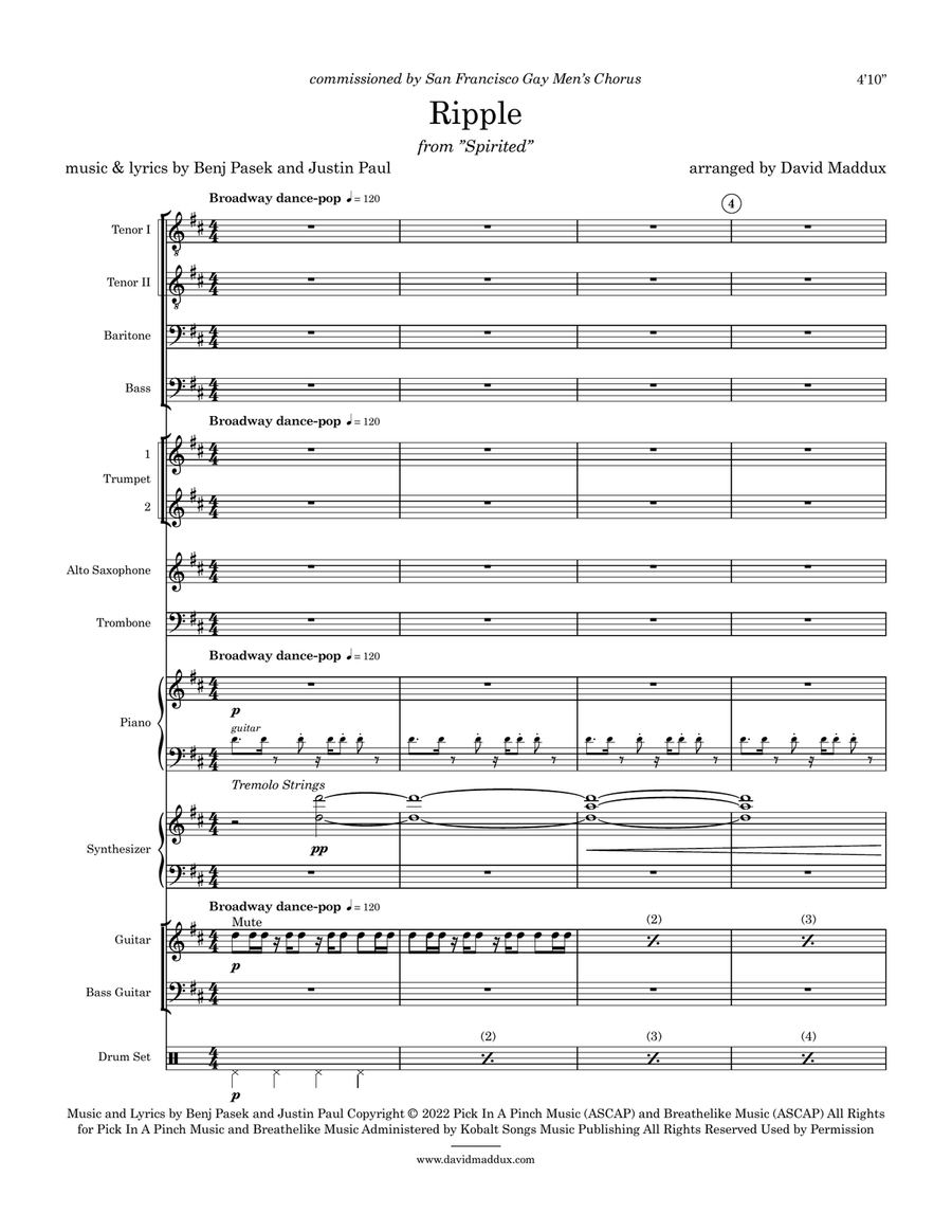 Ripple by Benj Pasek Large Ensemble - Digital Sheet Music