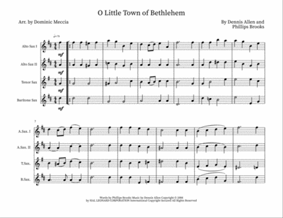 O Little Town Of Bethlehem Woodwind Quartet scores gallery preview page 1