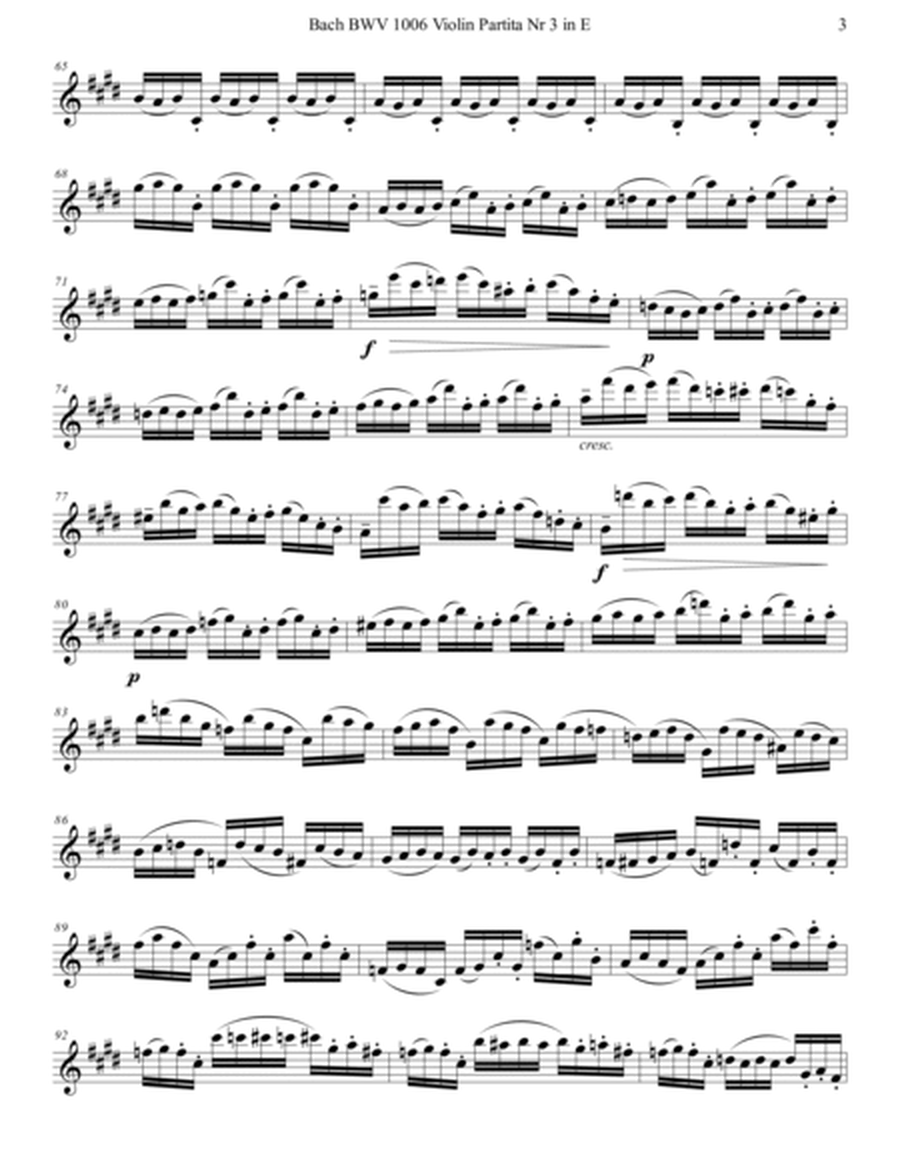 Bach BWV 1006 in E Violin Partita Nr 3 complete for solo Flute