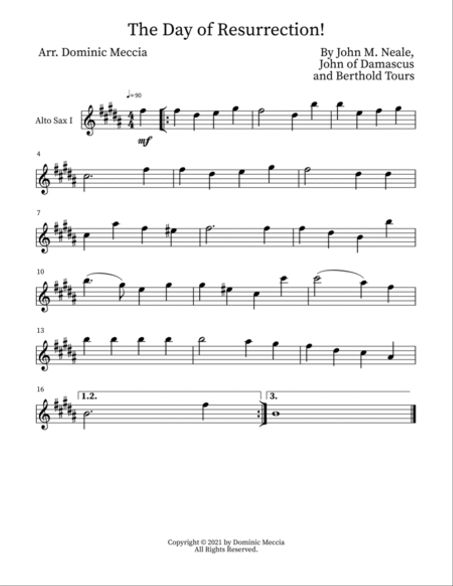 The Day of Resurrection! Saxophone Quartet scores gallery preview page 3
