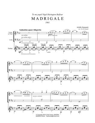 Book cover for Madrigale for violin/flute, cello and guitar