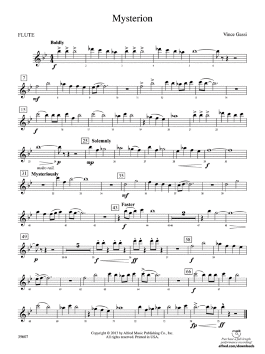 Mysterion: Flute Concert Band scores gallery preview page 1