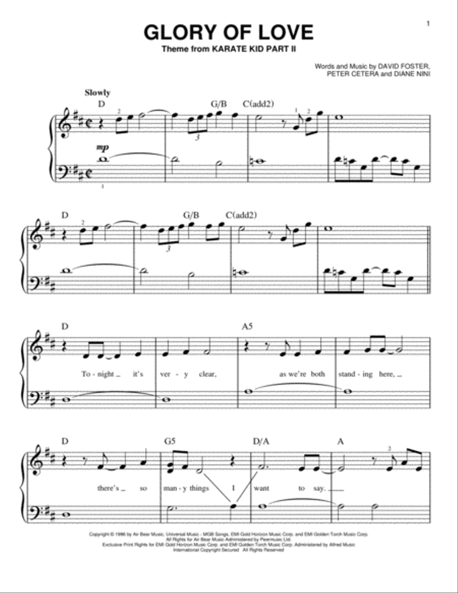 Glory Of Love Easy Piano scores gallery preview page 1