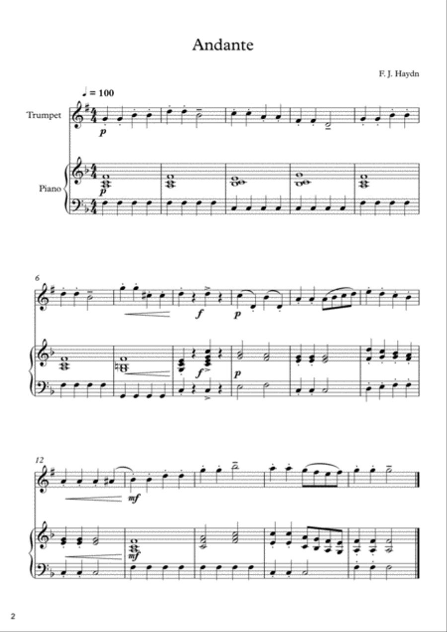 70 Easy Classical Pieces For Trumpet & Piano Trumpet Solo scores gallery preview page 4