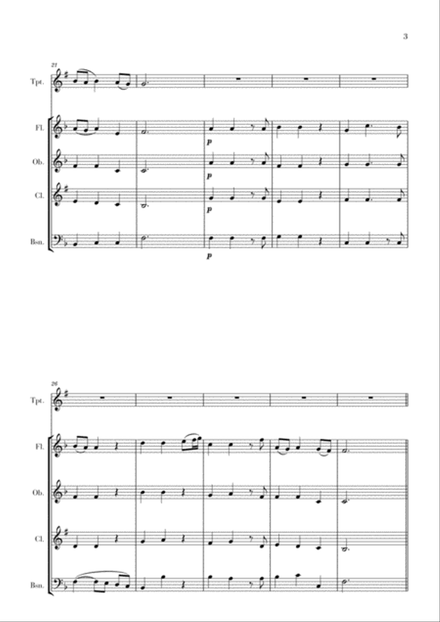 Haendel - Lascia ch’io pianga (for Trumpet and Woodwind Quartet) Woodwind Quartet scores gallery preview page 3